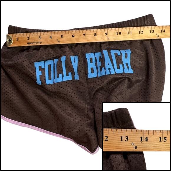Miami Style Sport Perforated Folly Beach Running Shorts Brown Pink Size Large - Picture 5 of 8